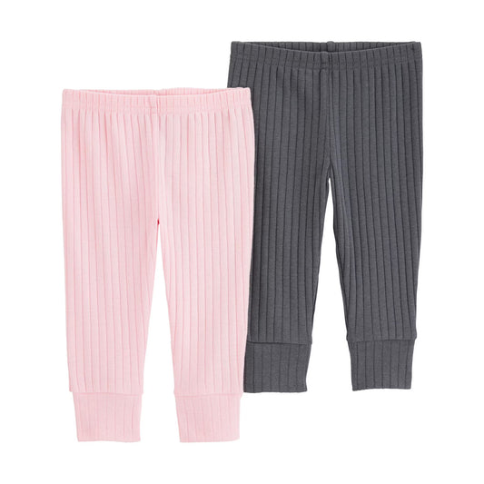Carter's Pantalones para Bebé Niña Paquete de 2, rosado y gris