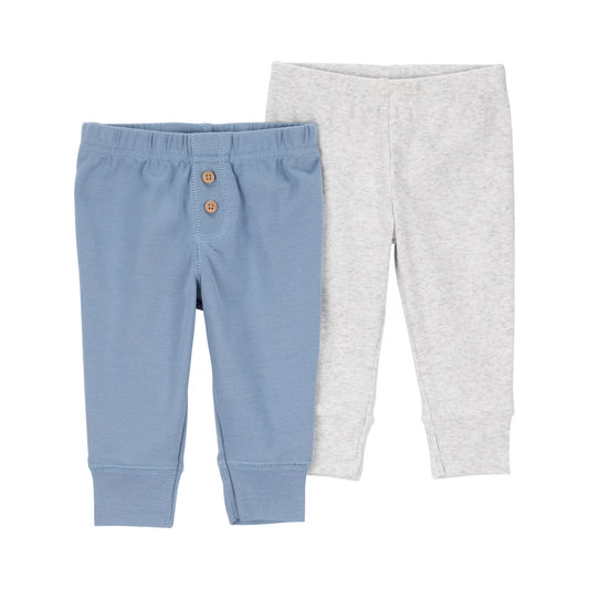 Carter's Pantalones para Bebé Niño Paquete de 2, azul y gris