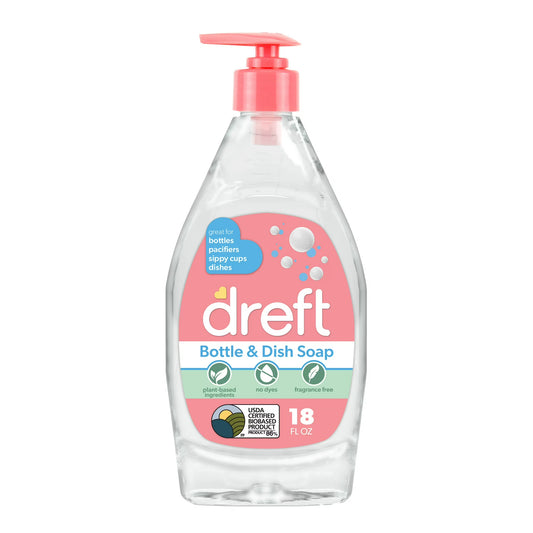 Jabón líquido para platos y lavavajillas a base de plantas Dreft para biberones, sin fragancia, 500 ml