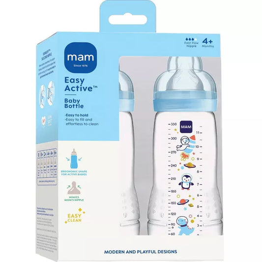Biberones MAM Easy Active de 11 oz, Azul
