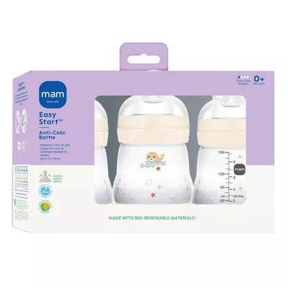 Biberones anticólicos MAM Easy Start de 5 onzas, paquete de 3, beige