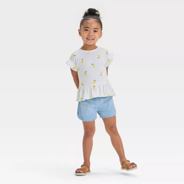 Camisa Peplum para niña - Cat & Jack™ Crema Estampado de limones