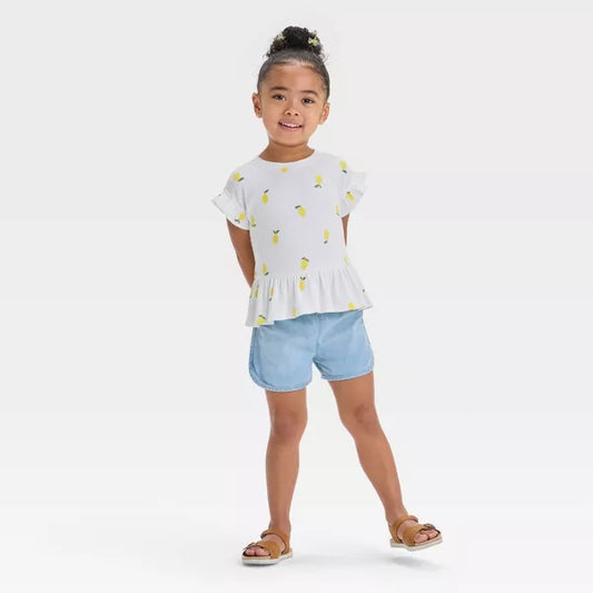 Camisa Peplum para niña - Cat & Jack™ Crema Estampado de limones