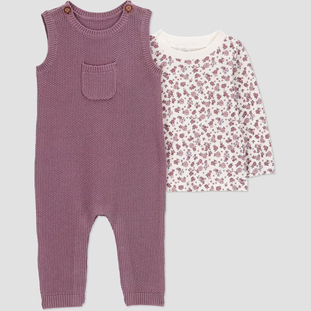 Conjunto de 2 piezas body floral y overalls Carter's