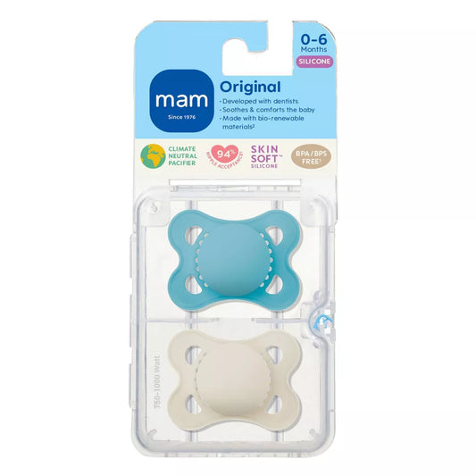 Chupete MAM Matte Original, 0-6 meses (paquete de 2) azul