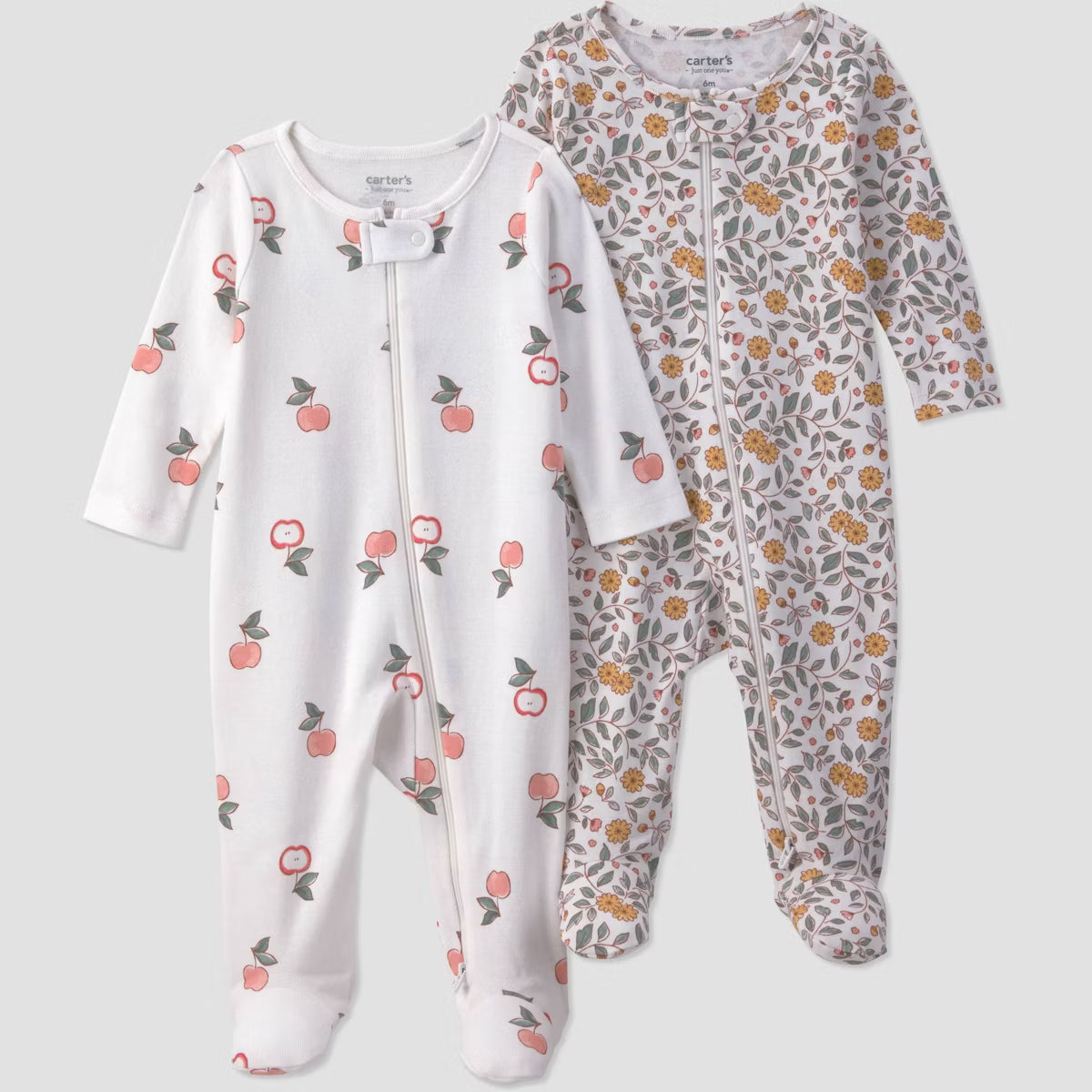 Conjunto de 2 Pijamas Carter's - manzanas, floral