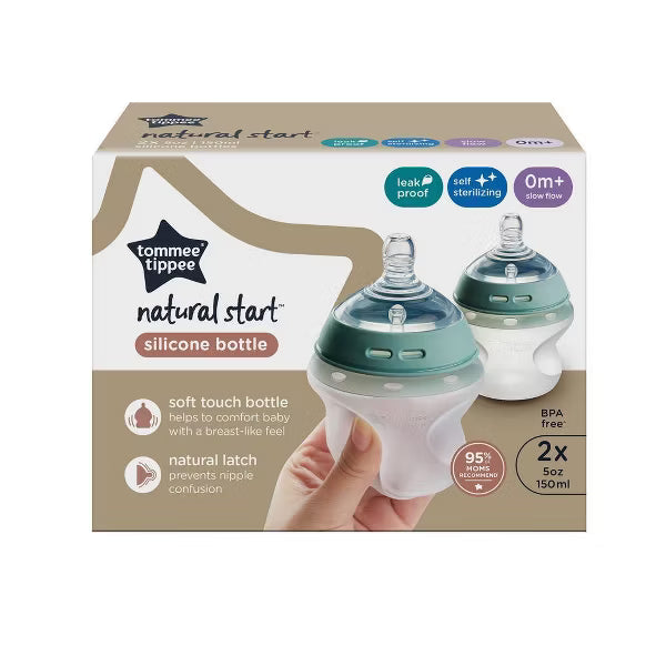 Tommee Tippee Natural Start - Biberones de silicona anticólicos de 5 onzas