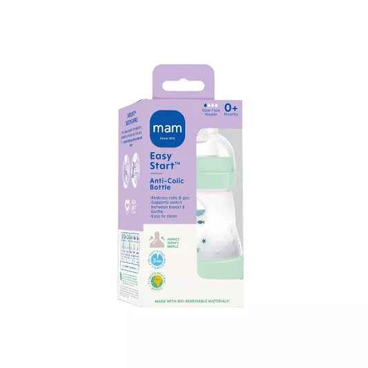 Biberón anticólicos MAM Easy Start de 5 oz, paquete de 1, verde