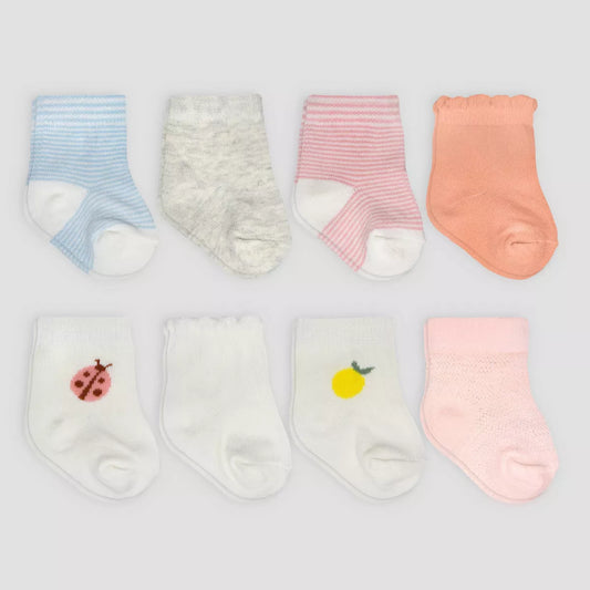 Calcetines Carter's para bebé niña, paquete de 8, multicolor
