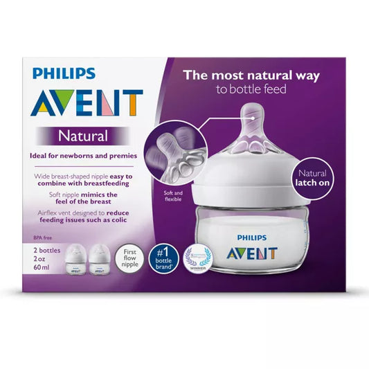 Biberones Philips Avent Natural recién nacido 2 oz, paquete de 2