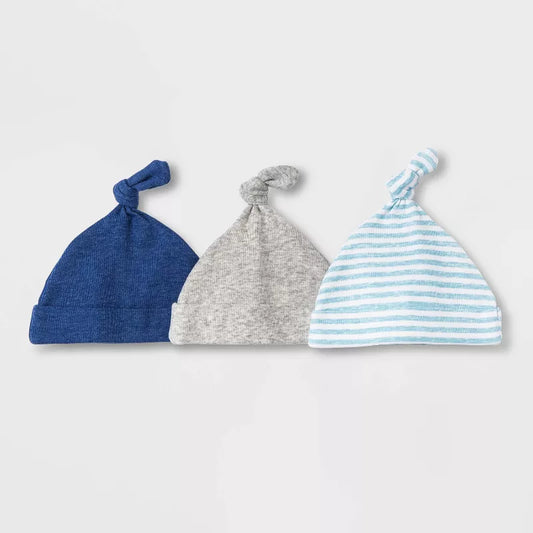 Gorro básico para bebé niño (paquete de 3) - Azul
