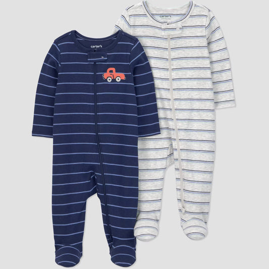 Conjunto de 2 Pijamas Carter's - Carritos, a rayas