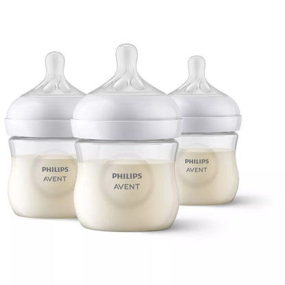 Biberón Philips Avent Natural (4 oz), paquete de 3, transparente