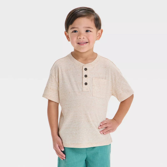 Camiseta Henley de manga corta para niño  - Cat & Jack™ Almond Cream