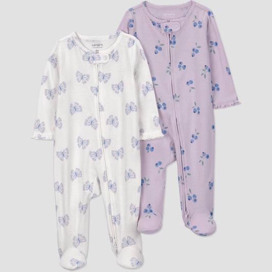 Conjunto de 2 Pijamas Carter's - Morado, mariposas