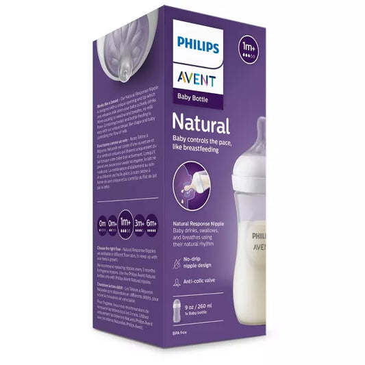 Biberón Philips Avent Natural, 9 oz, transparente