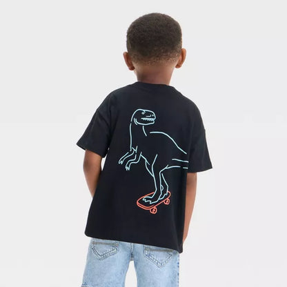 Camiseta de manga corta con diseño de dinosaurio, para niño - Cat & Jack™ negra