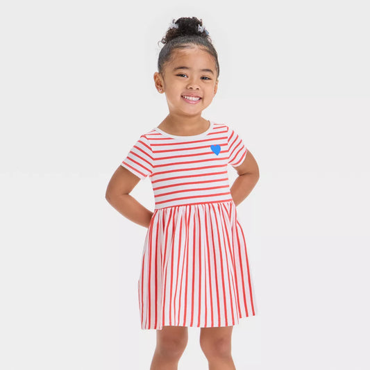 Vestido de manga corta a rayas para niña pequeña - Cat & Jack™ Rojo