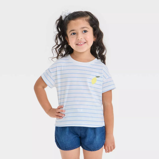 Camiseta estampada de rayas de limón para niña - Cat & Jack™ Azul claro