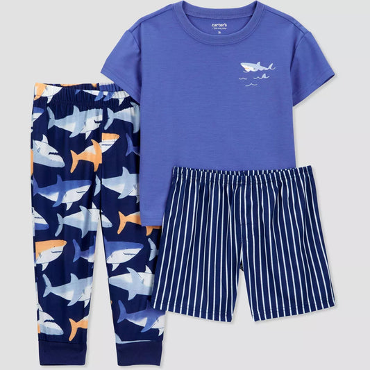 Conjunto de pijama de 3 piezas de manga corta para niño Carter's  - Tiburones