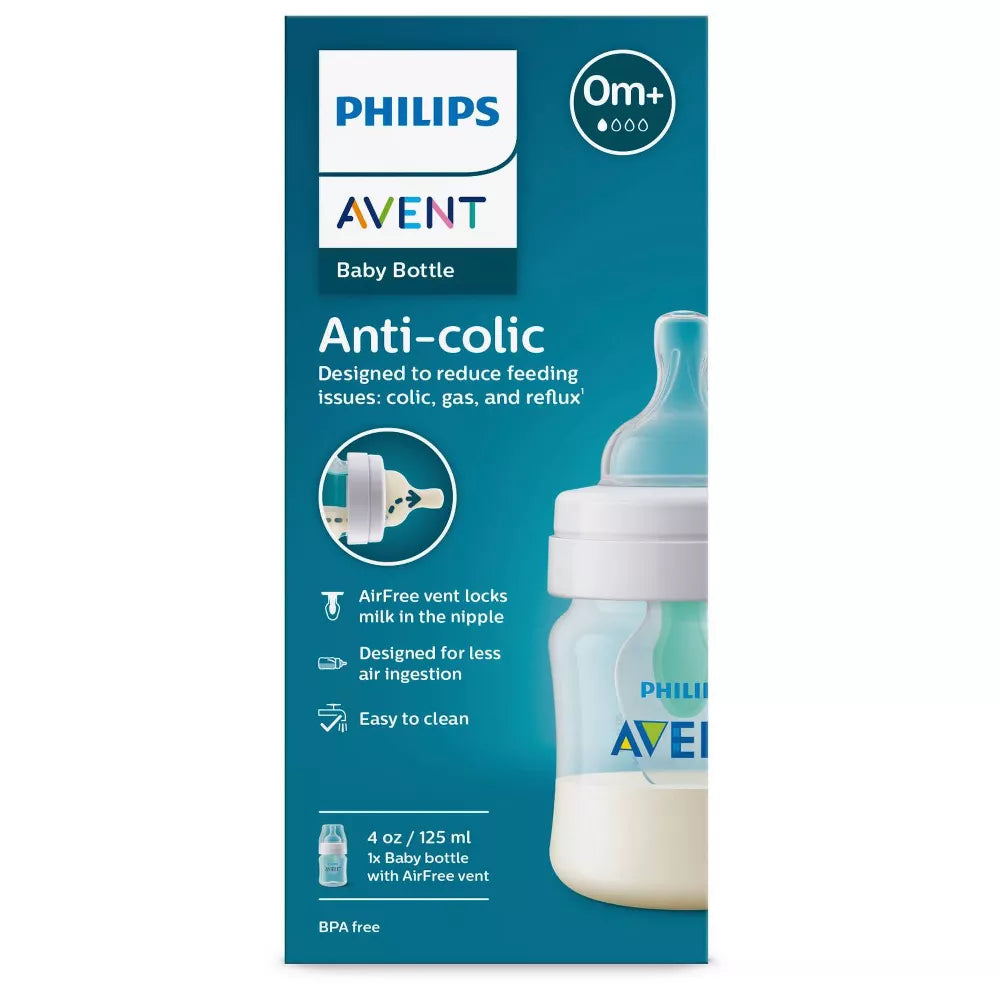 Biberón anticólicos Philips Avent con ventilación AirFree, 4oz, transparente