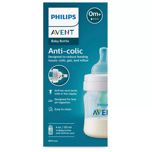 Biberón anticólicos Philips Avent con ventilación AirFree, 4oz, transparente