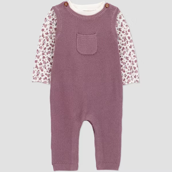 Conjunto de 2 piezas body floral y overalls Carter's