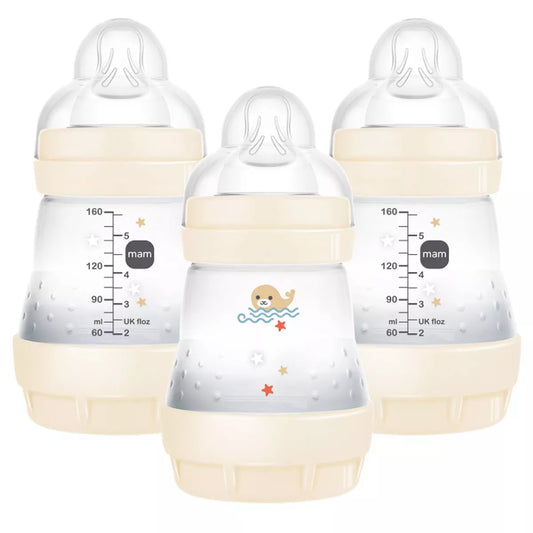 Biberones anticólicos MAM Easy Start de 5 onzas, paquete de 3, beige