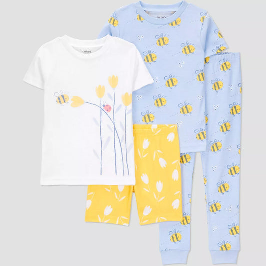 Conjunto de pijama de 4 piezas para niña Carter's - abeja