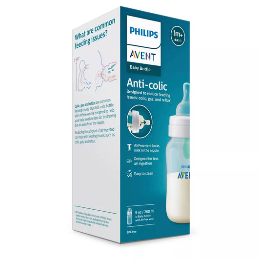 Biberón anticólicos Philips Avent con ventilación AirFree, 9oz, transparente