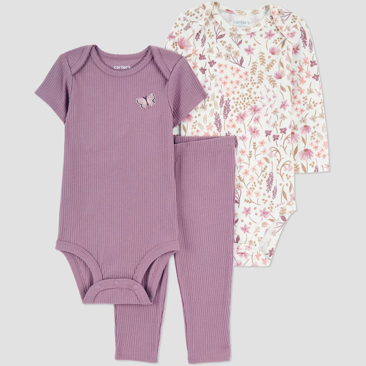 Conjunto de 3 piezas de body floral para bebé niña Carter's