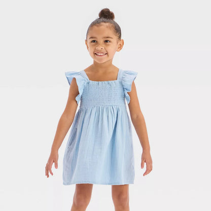 Vestido de gasa fruncida para niña - Cat & Jack™ Azul claro