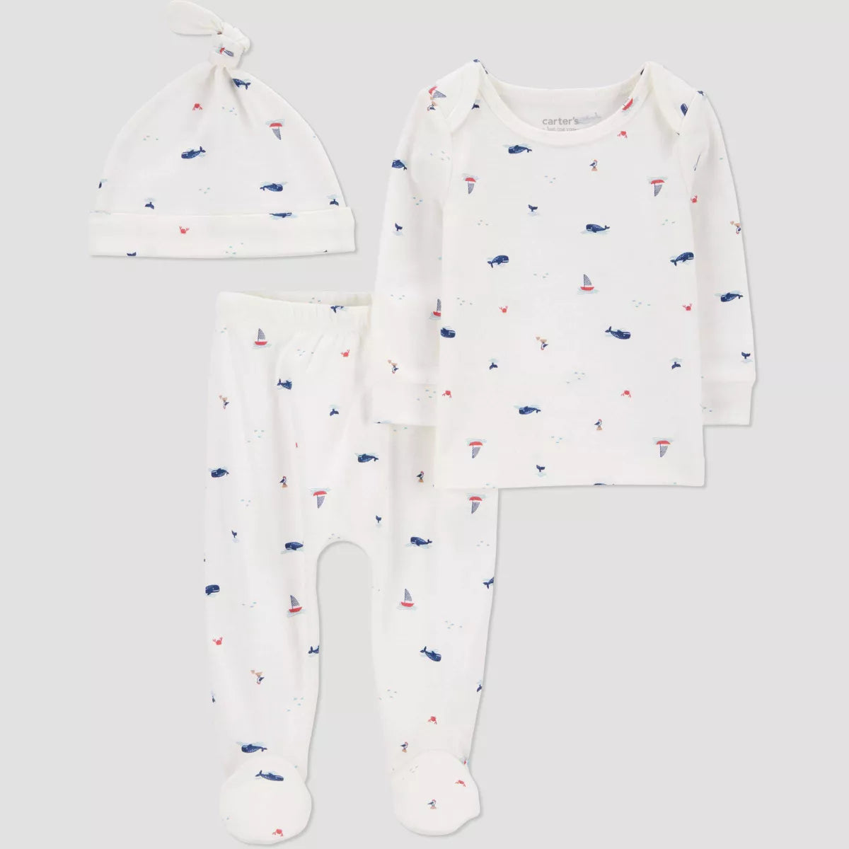 Conjunto de 3 piezas de top y pantalón para bebé niño Carter's- Ballena