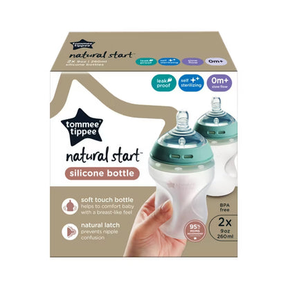 Tommee Tippee Natural Start - Biberones de silicona anticólicos de 9 onzas
