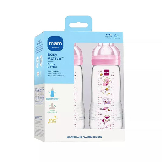 Biberones MAM Easy Active de 11 onzas, rosado