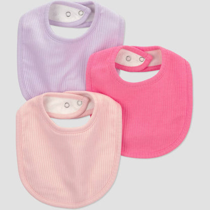 Baberos para bebé niño Carter's (paquete de 3) - Rosa/Morado