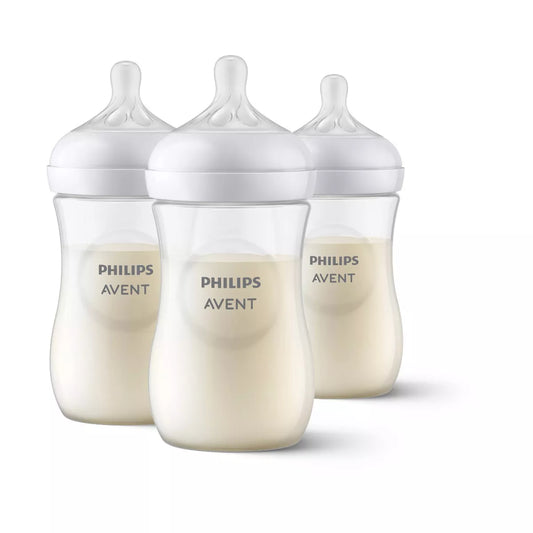 Biberón Philips Avent Natural (9 oz), paquete de 3, transparente