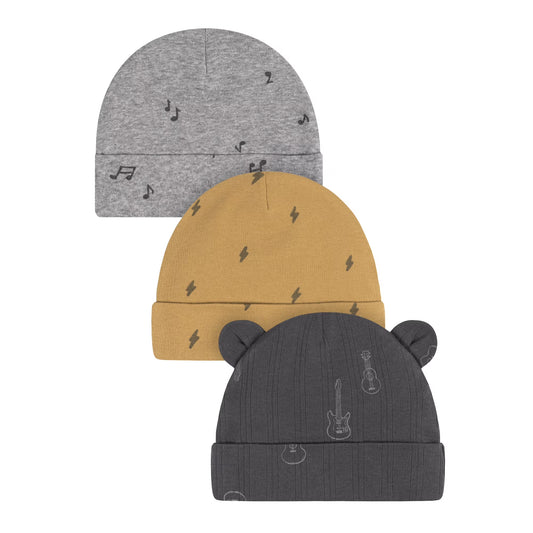 Gorro básico para bebé niño Gerber (paquete de 3) - Gris