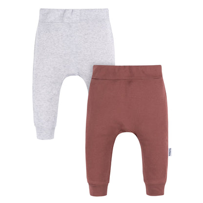Gerber Pantalón Bebé, Paquete de 2, rosado oscuro y gris
