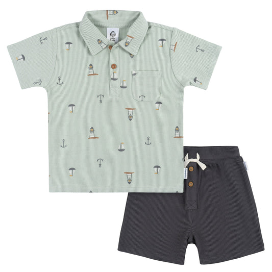 Conjunto de camisa Polo y Short Gerber para niño, 2 piezas