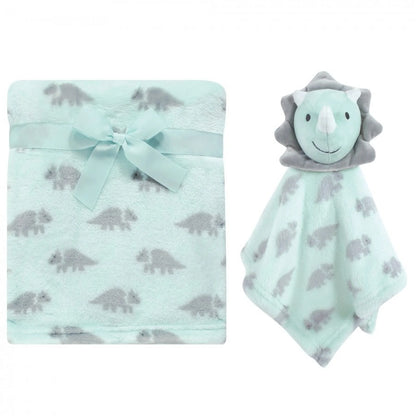 Manta a juego con peluche de apego Dino