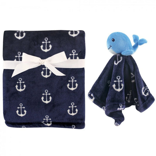 Manta a juego con peluche de apego Ballena