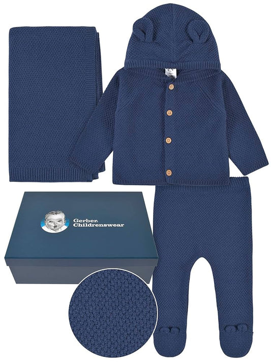 Conjunto de 3 piezas de punto azul marino para bebé niño - Gerber