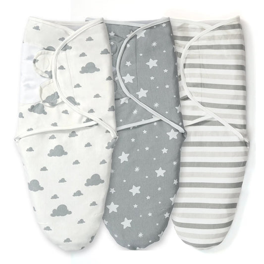 Manta envolvente para bebé con velcro orgánico de 0 a 3 meses (paquete de 3)