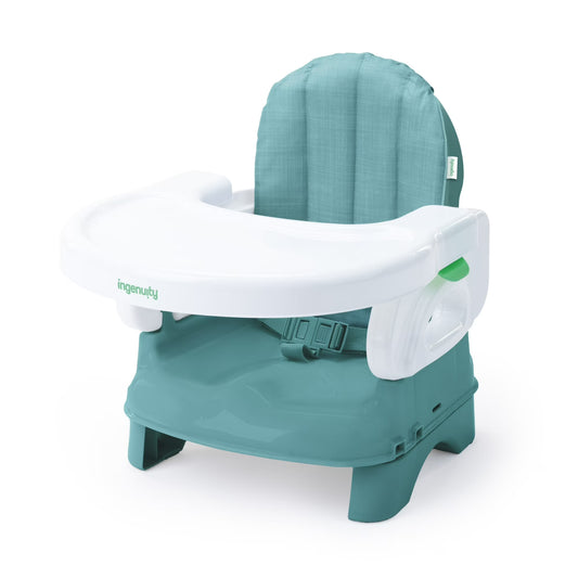 Asiento elevador de confort deluxe de Ingenuity para silla de cocina, pliegue compacto, portátil, ligero, asiento elevador para niño pequeño para mesa de comedor, desde 6 meses hasta 3 años