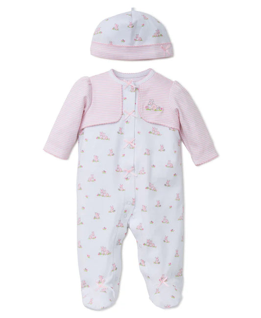 Conjunto de romper y gorro de conejitos para niña