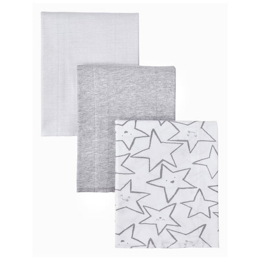 Paños para eructo Little Star 100 % algodón (paquete de 3) Gris