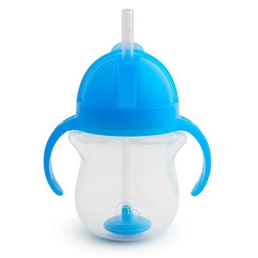 Vaso entrenador con pajita flexible Munchkin Any Angle, 7 oz, azul