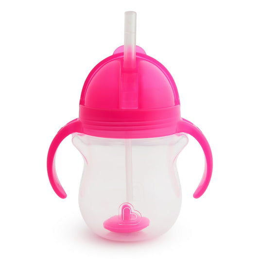Vaso entrenador con pajita flexible Munchkin Any Angle, 7 oz, rosado