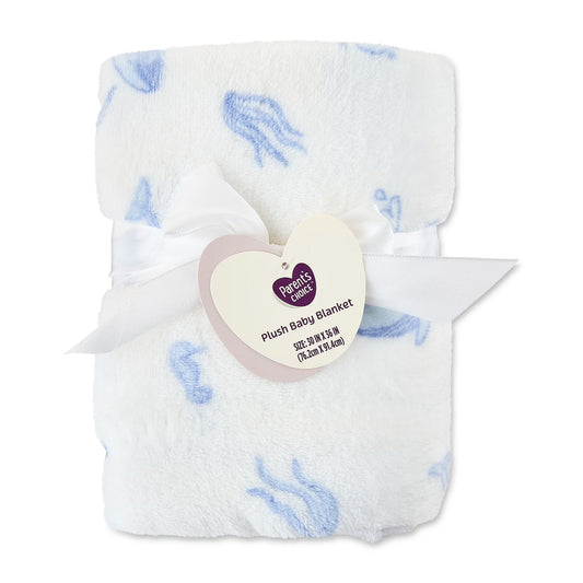 Manta náutica para bebé Parent's Choice - Azul/Blanco de felpa